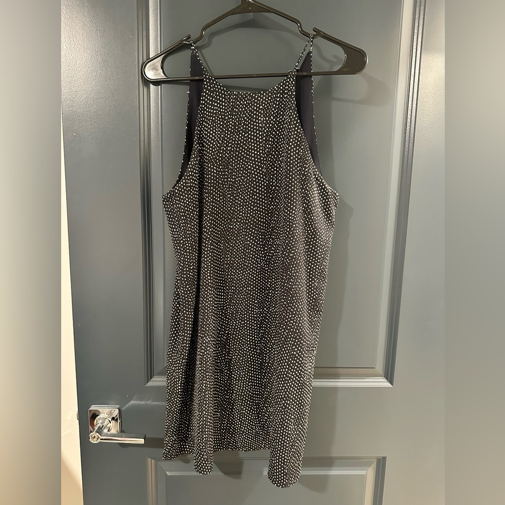 Vici Navy and White Polka Dot Mini Dress